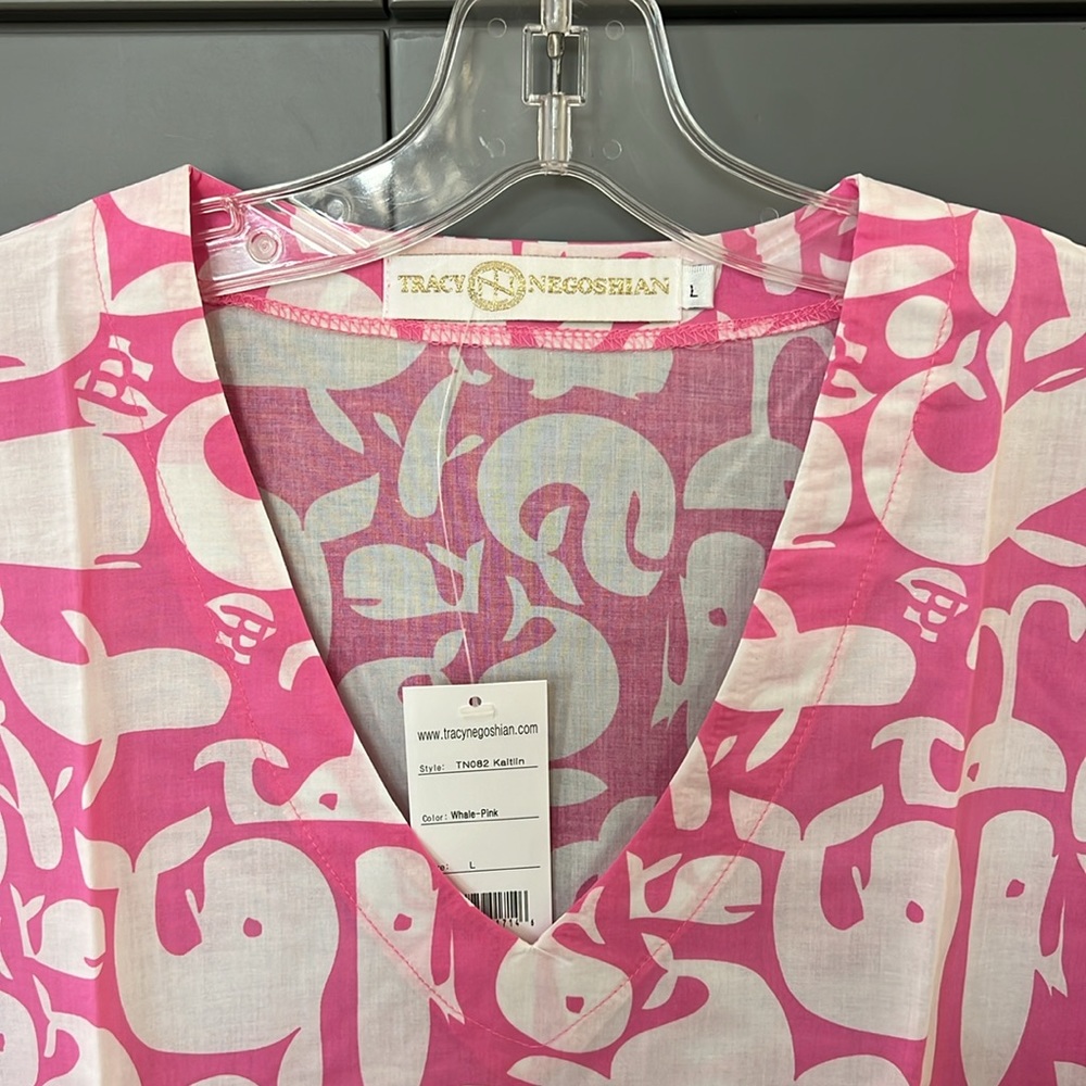 MWT{Tracy Negoshian}Sz L Pink Whale swimsuit Coverup - Picture 2 of 7